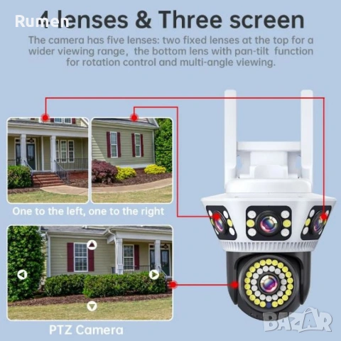 Пълноцветна панорамна 6K Wi-Fi камера за нощно виждане , снимка 5 - IP камери - 53434661