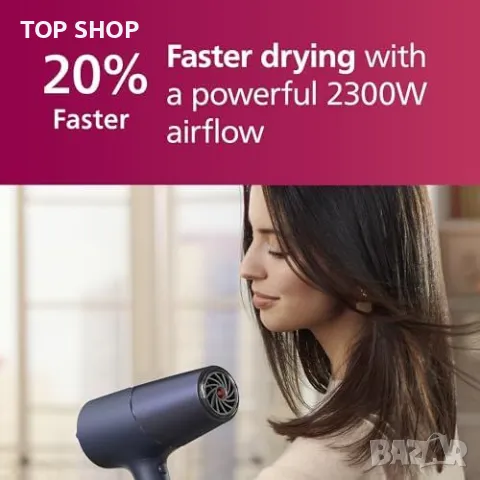 Нов Philips 5000 серия сешоар 2300W бързо и безопасно сушене + дифузер, снимка 3 - Сешоари - 49668512