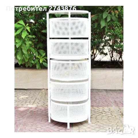 Мобилен метален рафт, 5 кошници, Бял, 30x30x90 см, снимка 9 - Органайзери - 46203823
