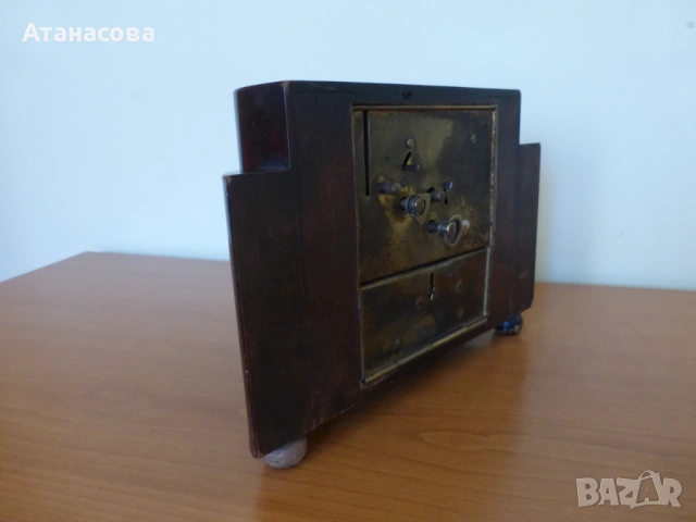 Немски каминен часовник касичка, снимка 4 - Антикварни и старинни предмети - 53222754