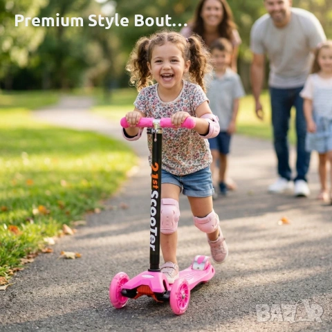 Детска сгъваема тротинетка 21st Scooter със светещи силиконови колела, розова, снимка 5 - Други - 53943068