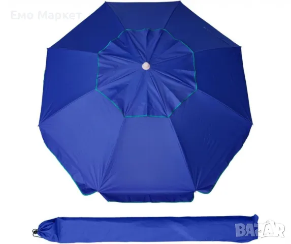 Кръгъл плажен чадър 2.40 м с чупещо се рамо, UV защита и прозорче за вятър, снимка 5 - Други стоки за дома - 50031421