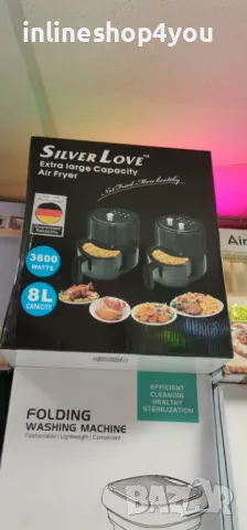 Домакински фритюрник 8 литра "airfryer" с голям капацитет Silver love, снимка 2 - Печки, фурни - 47199908