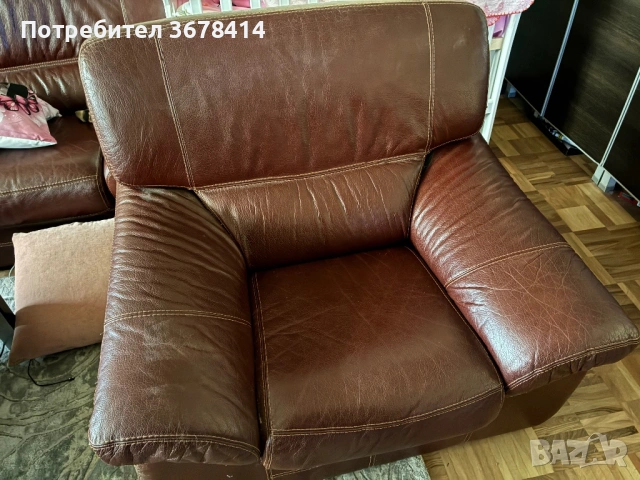 Диван/ Холна гарнитура едтествена телешка кожа, снимка 3 - Дивани и мека мебел - 54020584
