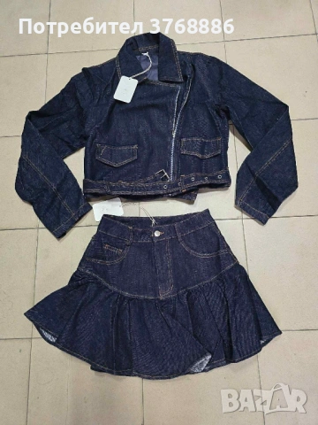 Дънкова пола с къдрички, снимка 4 - Поли - 53005727