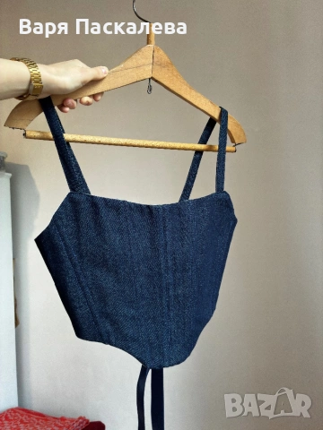 Дънков корсет ZARA, M-размер, снимка 2 - Корсети, бюстиета, топове - 53732390