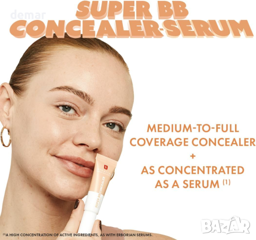 Erborian Super BB CONCEALER Овлажняващ коректор за очи, обогатен с ниацинамид и SPF 25, корейски, снимка 7 - Козметика за лице - 44972712