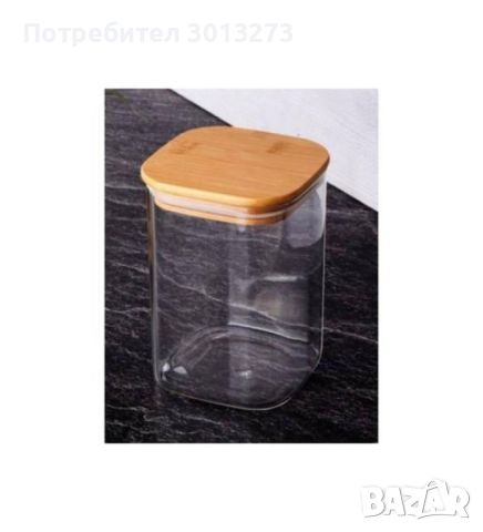 Квадратен стъклен буркан с дървена капачка,
различни размери, снимка 3 - Аксесоари за кухня - 45208978
