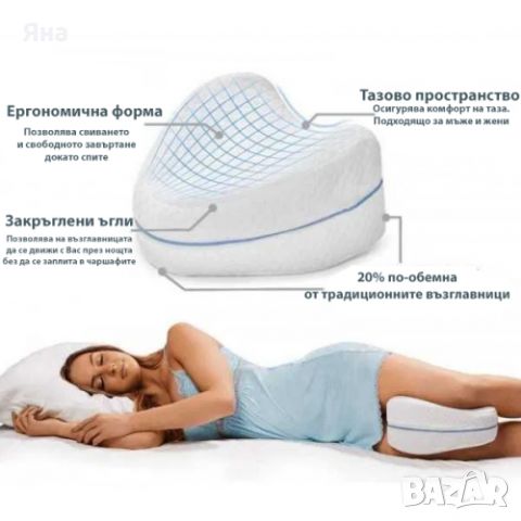 Ортопедична мемори възглавница за крака и спокоен сън – Leg foam pillow, снимка 1 - Възглавници - 45304429