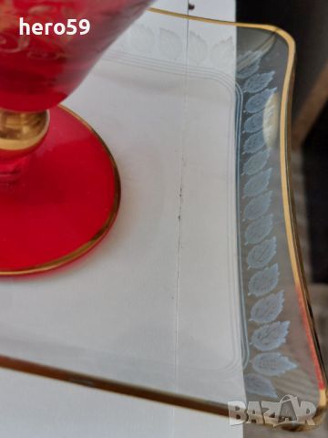 Чехско стъкло-чаши и поднос, снимка 5 - Вази - 45254111