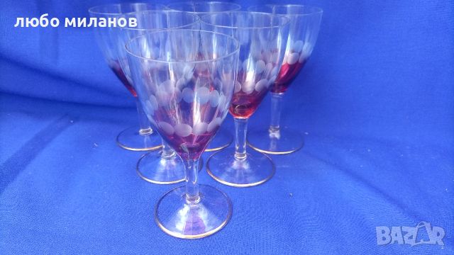 Ретро чаши комплект 6 бр, калиево стъкло, неползвани, снимка 3 - Антикварни и старинни предмети - 45997773