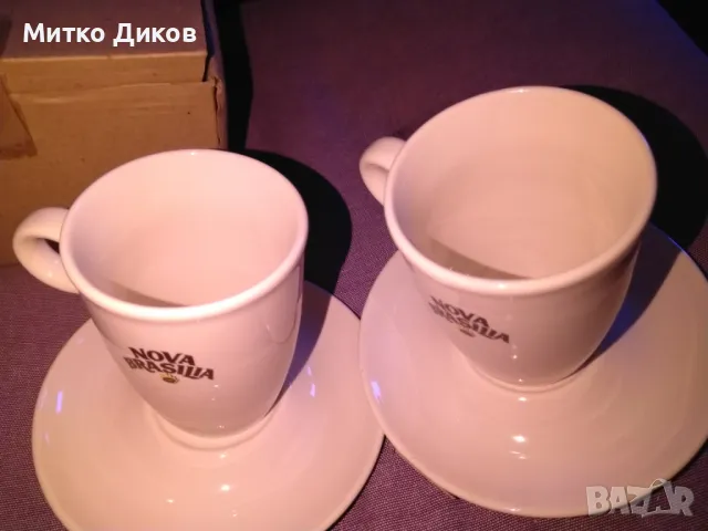 Комплект нови чинийка и чаша за кафе порцелан Нова Бразилия Н-80мм и фи 40 и 60мм обем 150млл-2 бр., снимка 4 - Сервизи - 49485839