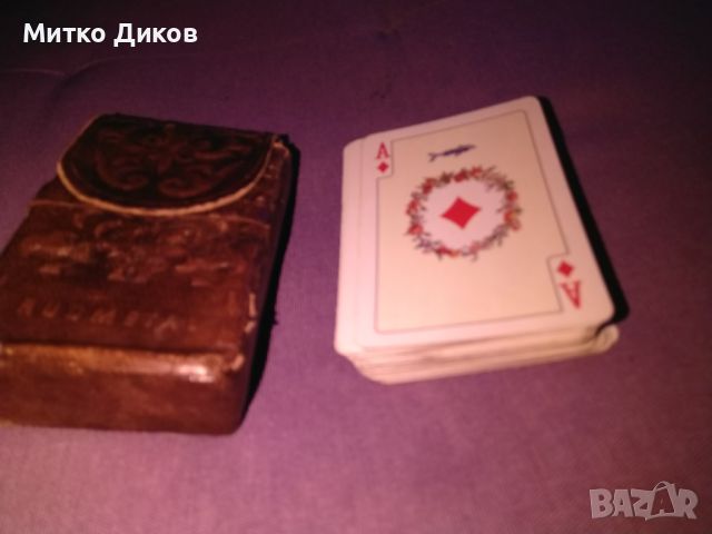Карти 57х87 мм винтидж австрийски 52 с калъвче естествена кожа, снимка 12 - Карти за игра - 45424580