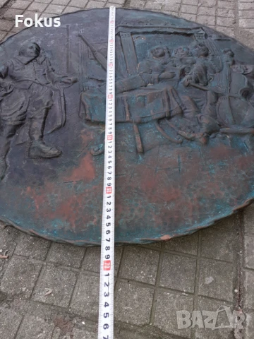 Огромно старо медно пано за стена - картина, снимка 7 - Антикварни и старинни предмети - 50989553