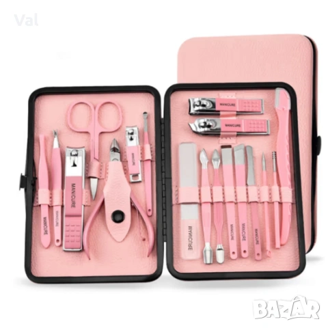 Комплект за маникюр от 18 части в елегантен розов калъф, снимка 5 - Други - 53892459