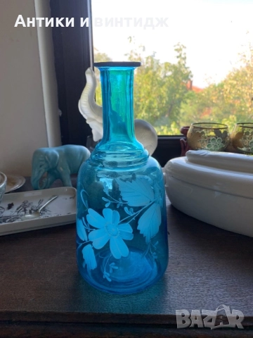 Античен декантер за вода, от витриолно стъкло, снимка 6 - Други - 51841814