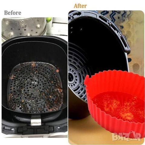 Силиконова форма за печене в Еър Фрайър или Микровълнова(Air Fryer). Почиства се лесно. Страхотен за, снимка 4 - Форми - 46483179