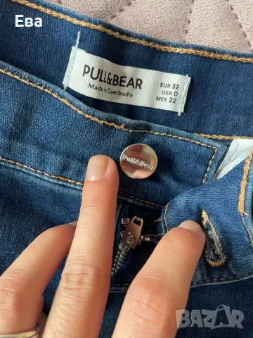 Pull&Bear Слим фит Дънки в Тъмносиньо, снимка 4 - Къси панталони и бермуди - 47048078