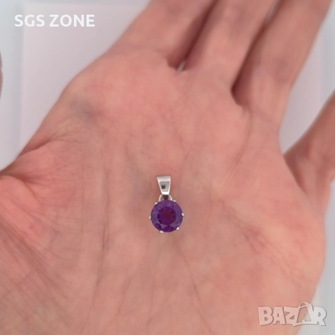 Сребърна висулка 925 със АМЕТИСТ, снимка 3 - Колиета, медальони, синджири - 51512268