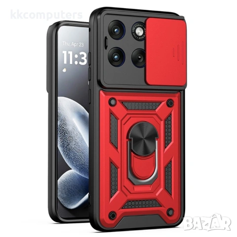 Калъф за Motorola Edge 70 Fusion+ 5G / Fusion 5G с Капаче за Камера и Стойка - PC+TPU, Военна защита, снимка 2 - Калъфи, кейсове - 54120294