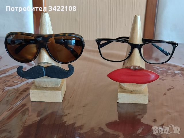 Две индийски дървени стойки за очила от дърво манго, ръчна изработка, снимка 2 - Други - 45434784