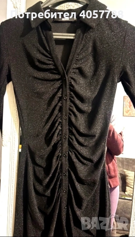 НОВА Блестяща рокля Bik Bok – XS размер, набран ефект, снимка 2 - Рокли - 53729909