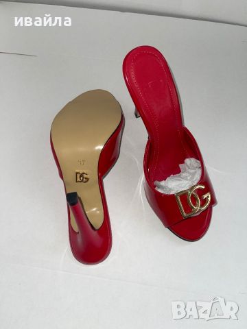 Сандали червени на ток лачени чехли dolce and Gabbana d&g, снимка 3 - Чехли - 45782949