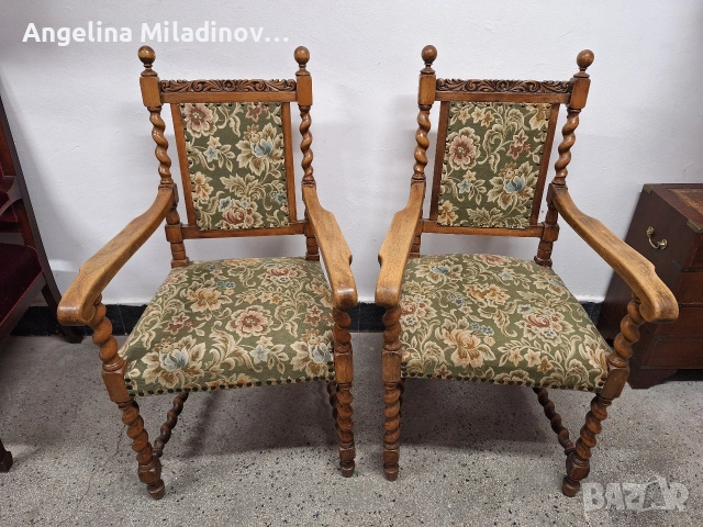 Антични кресла к - т два броя, снимка 2 - Дивани и мека мебел - 53175493