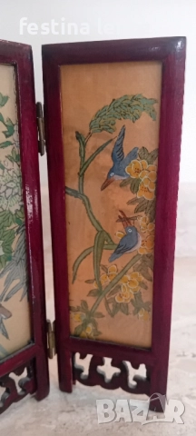Мини китайски винтидж параван, снимка 5 - Декорация за дома - 52319201