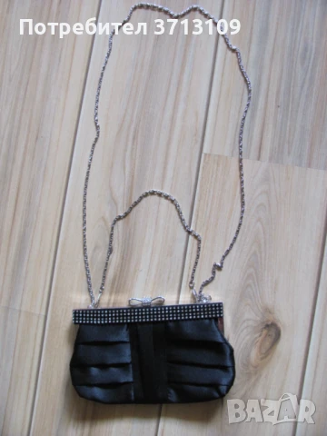 Нова официална дамска чанта черен сатен,къса ,дълга дръжка
