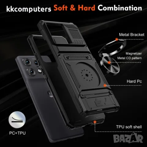 Motorola Edge 50 Pro 5G Удароустойчив TPU+PC / Ring Holder Калъф и Протектор, снимка 9 - Калъфи, кейсове - 49916355