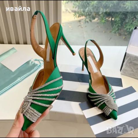 Цикламени обувки на ток по модел на aquazzura зелени сини черни лилави , снимка 5 - Дамски обувки на ток - 45782680