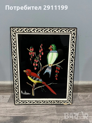 Стъклена картина с птици, комплект от 2бр., снимка 2 - Картини - 53395933