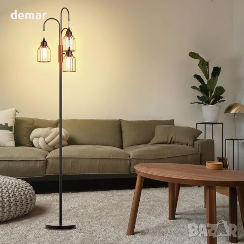 Промишлена подова лампа, 190 см димируема стояща лампа, включени 3 LED крушки, фасунги E27, снимка 7 - Лампиони - 46409527