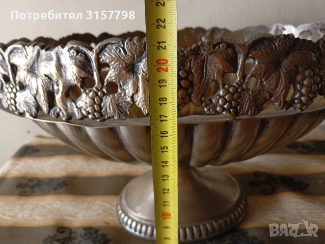 Посребрена месингова фруктиера арт деко, снимка 2 - Други ценни предмети - 51392714