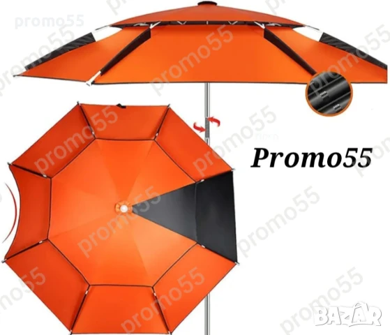 Чадър за плаж и риболов с чупещо рамо, УВ защита и тризъбец 220см., снимка 13 - Екипировка - 50639827