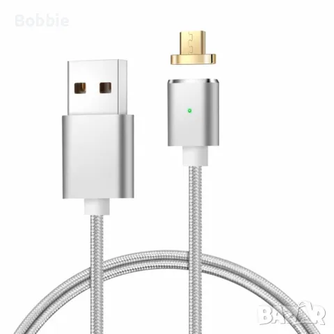 Захранващ магнитен кабел Micro USB, 1м, FAST charge, бял със светлинна индикация, снимка 2 - USB кабели - 48205218