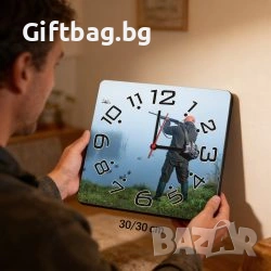 Дървен Стенен часовник „Ловец“, снимка 2 - Стенни часовници - 54059415