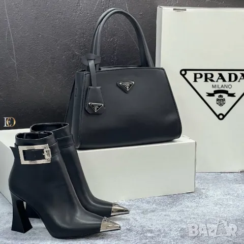 дамски комплект боти на ток и чанта prada , снимка 16 - Чанти - 47240092