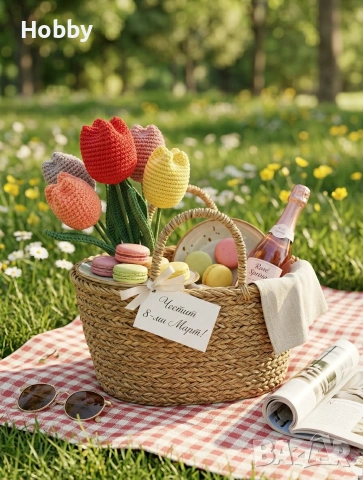 Ръчно плетени букети, снимка 6 - Декорация за дома - 53698603