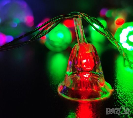 Многоцветни коледни LED лампички с камбанки - Многоцветни, дължина - 5м ,28бр лампички. Тези весели , снимка 3 - Декорация за дома - 45786347