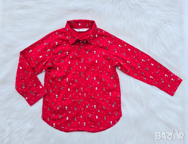 Детска Коледна риза H&M 3-4 години / ръст 104см., снимка 6 - Детски ризи - 52568428