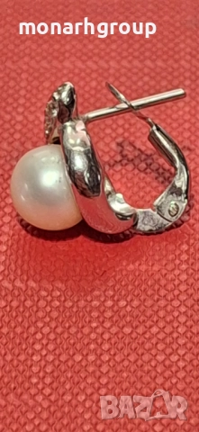 Златни обеци 18к /бяло злато/, снимка 5 - Обеци - 52163954