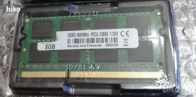 8GB DDR3 KINGSTON PC3L-12800, 1600Mhz Laptop RAM Лаптоп Рам Памет