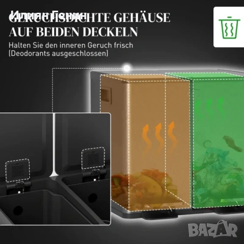 HOMCOM 2 x 15 л двойни кошчета за боклук, снимка 6 - Други - 54222819