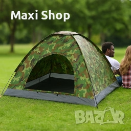 Камуфлажна четириместна палатка – практичност и комфорт на достъпна цена!, снимка 3 - Палатки - 51436775