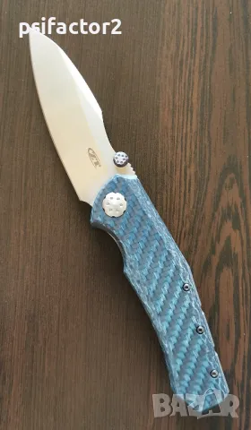 Колекционерски нож ZT 0850 CPM 20CV Carbon Fiber Blue , снимка 3 - Ножове - 47831728