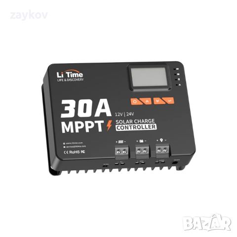 LiTime 30A MPPT 12V/24V Контролер За Слънчево Зареждане Bluetooth, снимка 1 - Друга електроника - 46502752