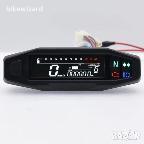 Водоустойчив мотоциклетен скоростомер с LCD дисплей – универсален, 12000 об/мин НОВ