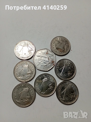 ОСТРОВ БАРБАДОС 1 ДОЛАР 1998 Г 25 ЦЕНТА 2008 Г 